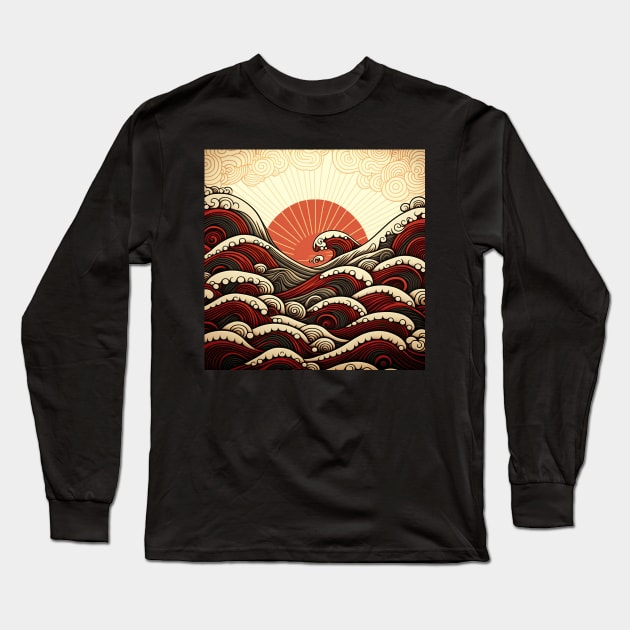 great wave of the red sea Long Sleeve T-Shirt by Micapox